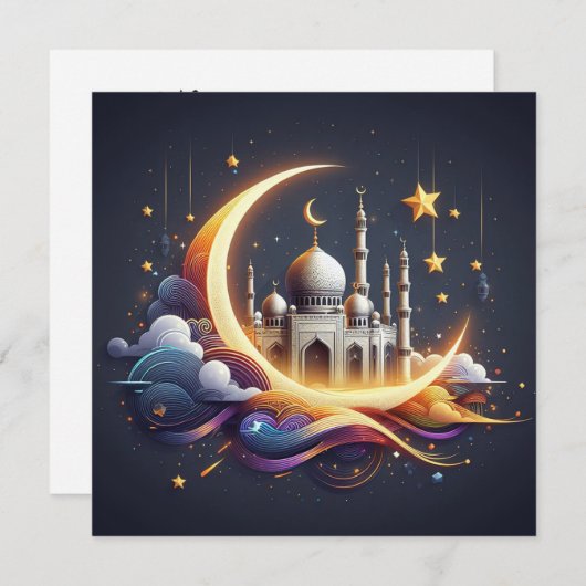 Eid Mubarak Ramadan Groeten Tekst Feestdagenkaart (Voorkant / Achterkant)
