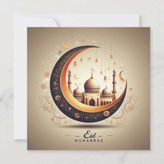 Eid Mubarak Ramadan Groeten Tekst Feestdagenkaart (Voorkant)