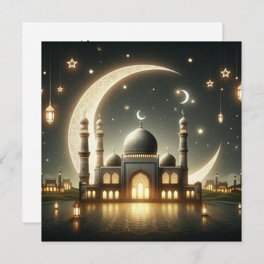 Eid Mubarak Ramadan Groeten Tekst Ho Feestdagenkaart (Voorkant / Achterkant)
