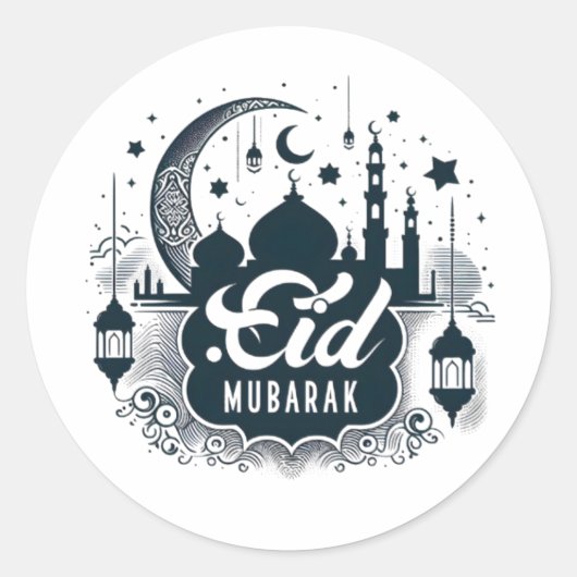 Eid Mubarak Ronde Sticker (Voorkant)