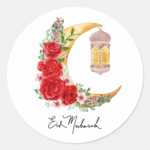 Eid Mubarak Roos Floral Cresent Islamitische lanta Ronde Sticker