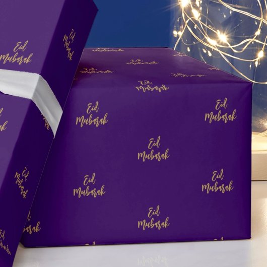 Eid Mubarak Royal Paars Gold Gift Cadeaupapier