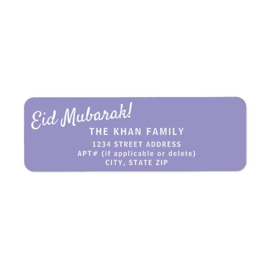 Eid Mubarak Schattige retouradres Sticker label (Voorkant)