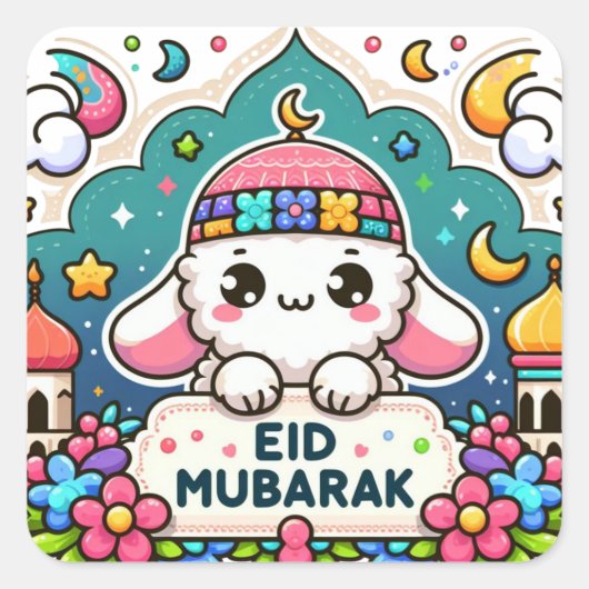 Eid Mubarak Sheep Vierkante Sticker (Voorkant)