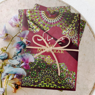 Eid Mubarak sierpatroon Crimson Red Inpakpapier Vel