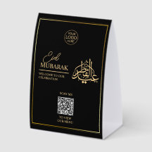 Eid Mubarak Tafel Tent Bord met QR-code voor evene