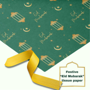 Eid Mubarak Tissue Paper - Elegant Groen Goud Tissuepapier