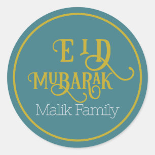 Eid Mubarak Turquoise kleur Plain gepersonaliseerd Ronde Sticker