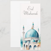 Eid Mubarak Watercolor Moskee 0902a Kaart (Voorkant / Achterkant)