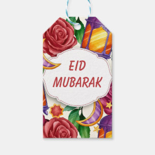Eid Mubarak Waterverf Floral Cadeaulabel