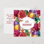 Eid Mubarak Waterverf Floral Feestdagenkaart (Voorkant / Achterkant)