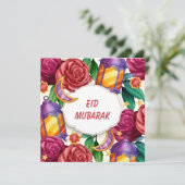 Eid Mubarak Waterverf Floral Feestdagenkaart (Staand voorkant)