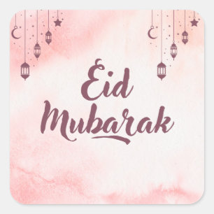 Eid Mubarak Waterverf Vierkante Sticker