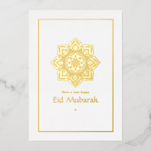 Eid Mubarak Wit en Goud Folie Vakantiekaart Feestdagenkaart
