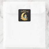 Eid Mubarak Zonnebloem Splendor: Vrolijke Bloesems Vierkante Sticker (Tas)