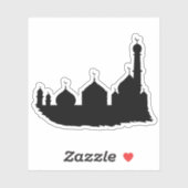 Eid Mubarak Zwart Moskee Silhouet Sticker (Vel)