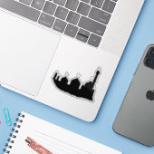 Eid Mubarak Zwart Moskee Silhouet Sticker (Laptop met iPhone)