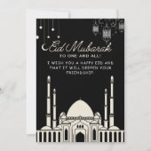 Eid Mubarak Zwarte Moskee Feestdagenkaart (Voorkant)