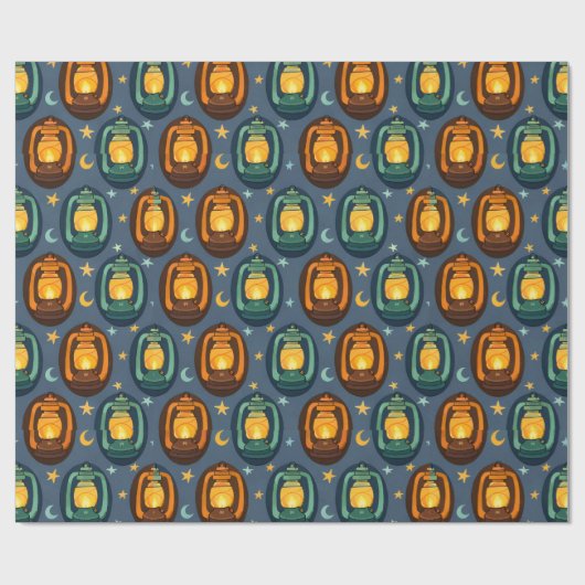 Eid & Ramadan Lanterns Seamless Pattern with Moon Cadeaupapier (Vlak)