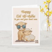 Eid ul Adha Mubarak - Funny Animals Kaart (Gele Bloem)
