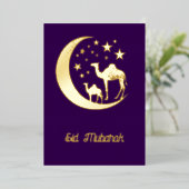 Eid wensen - gouden kamelen - folie uitnodiging (Staand Voorkant)