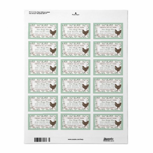 Eidoosje Etiket Botanisch met Hen en Eieren (Full Sheet)