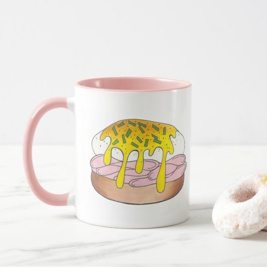 Eieren Benedict Breakfast Diner Food Foodie Ham Mok (Met donut)