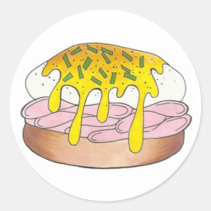 Eieren Benedict Diner Breakfast Food Eibodie Ronde Sticker
