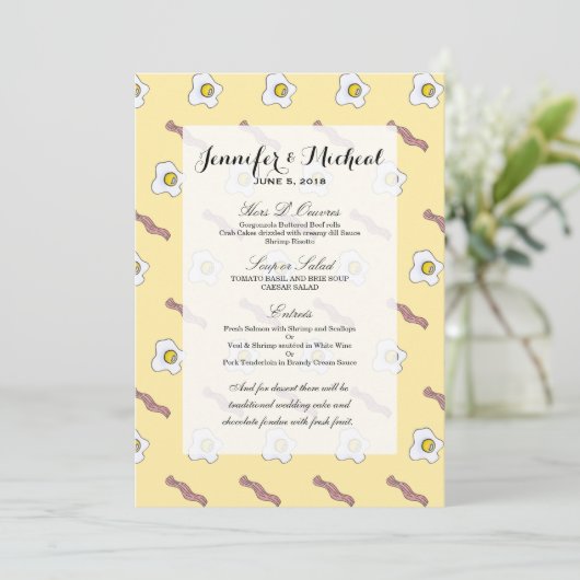 Eieren en Bacon Breakfast Foodie Funny Pattern Menu (Staand voorkant)
