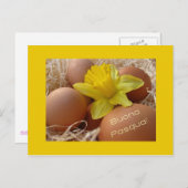 Eieren- en daffodilesgroet - italiaans feestdagenkaart (Voorkant / Achterkant)