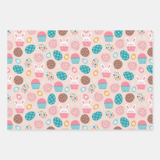 Eieren en kippen van het paashok inpakpapier vel (Voorkant)