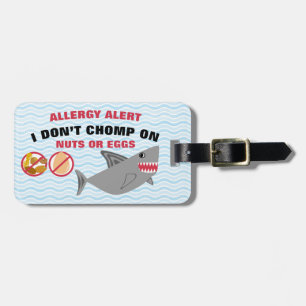 Eieren en Nut Allergy Alert Shark for Medical Kit Bagagelabel