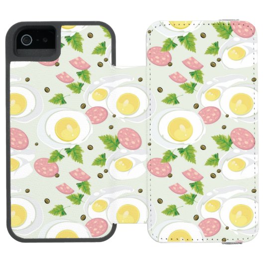 Eieren en worst Patroon Incipio iPhone Portemonnee Hoesje (Agenda Open)