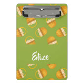 Eieren in bruine mand op groen mini klembord (Voorkant)