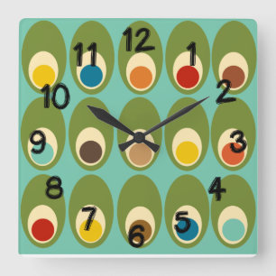 Eieren in mid-century modern-stijl vierkante klok