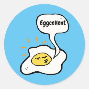 Eieren uitstekend met de zonnekant boven ronde sticker