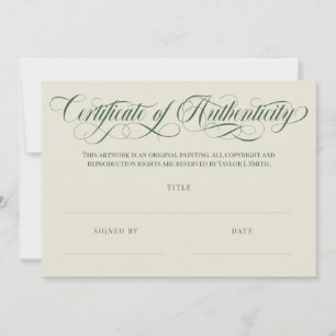 Eierschaal Olive Swirls Certificaat van echtheid