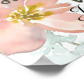 Eierschal en Blush Bloemen Bruiloft Aankondiging P Poster (Hoek)
