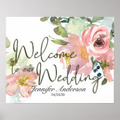 Eierschal en Blush Bloemen Bruiloft Aankondiging P Poster (Voorkant)