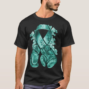 Eierstokkanker Blauwgroen lint met bokshandschoene T-shirt