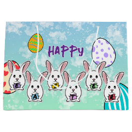 Eiervormige paaskonijnen groot cadeauzakje