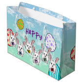 Eiervormige paaskonijnen groot cadeauzakje (Achterkant Gekanteld)