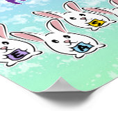 Eiervormige paaskonijnen poster (Hoek)