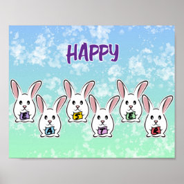 Eiervormige paaskonijnen poster