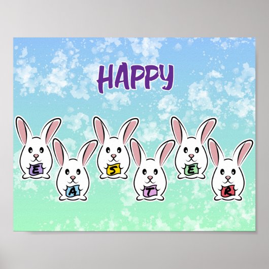 Eiervormige paaskonijnen poster (Voorkant)
