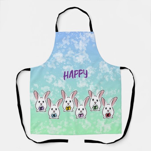 Eiervormige paaskonijnen schort (Voorkant)