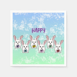 Eiervormige paaskonijnen servet