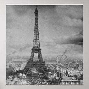  Eifel Tower Paris Frankrijk Stereoview 1889 Poster