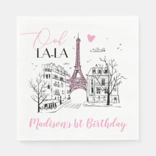 Eifel Tower Paris Parisian Happy Birthday Servet