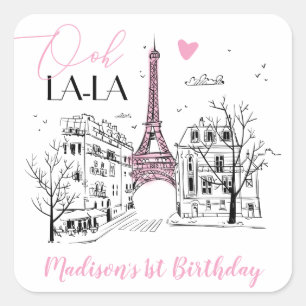 Eifel Tower Paris Parisian Happy Birthday Vierkante Sticker